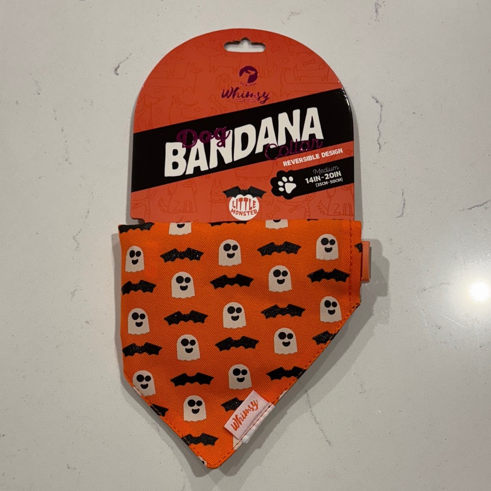 Whimsy by Doghaus Halloween Dog Bandanna - Bats and Ghosts